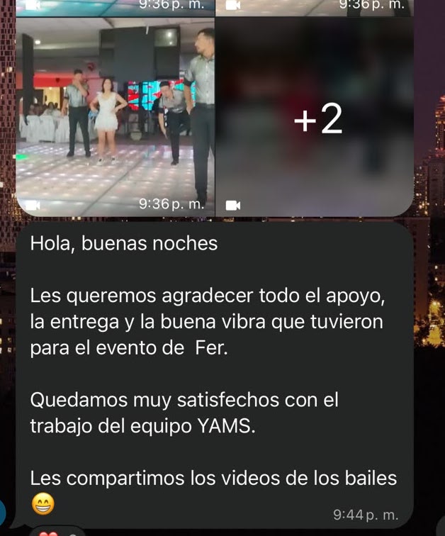 Mensaje de agradecimiento con videos de los bailes
