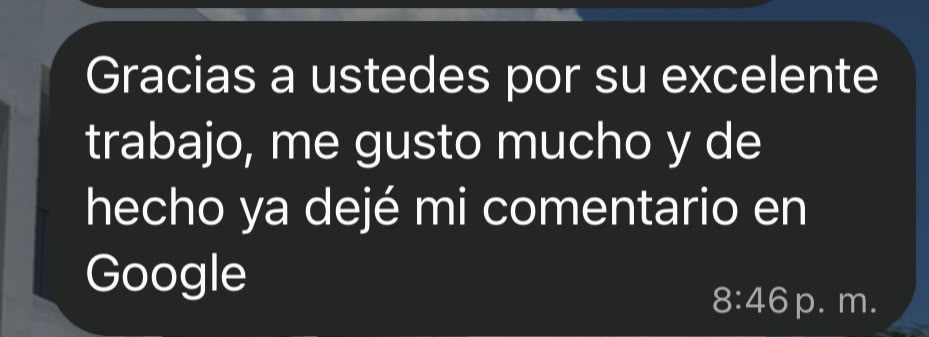 Mensaje de una mamá agradeciendo el trabajo de Yams